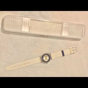 Swatch Skin White & Royal Blue Watch